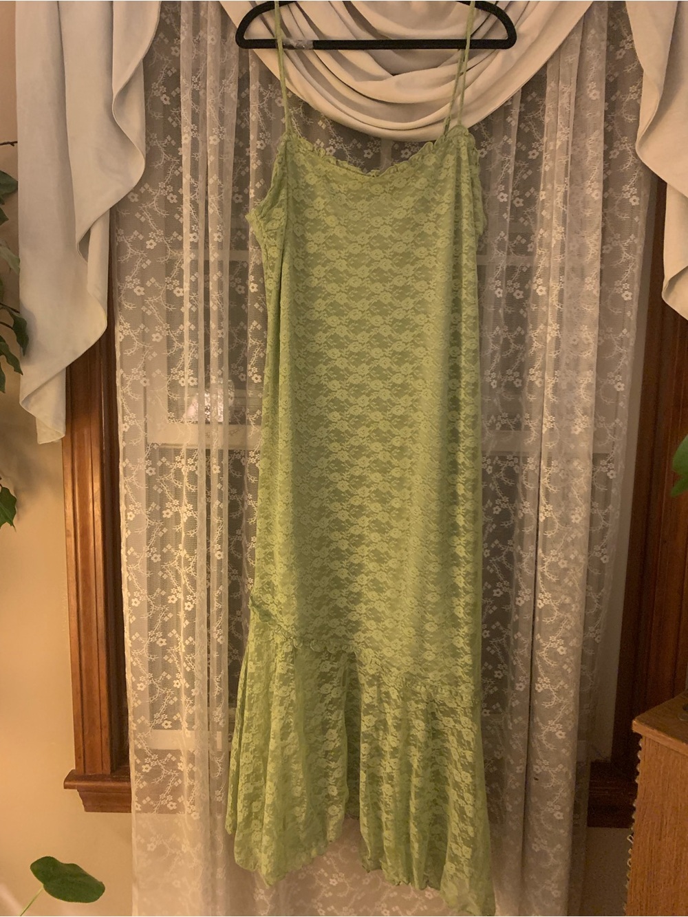 Old Navy Mint Green Lace Asymmetrical Slip Dress